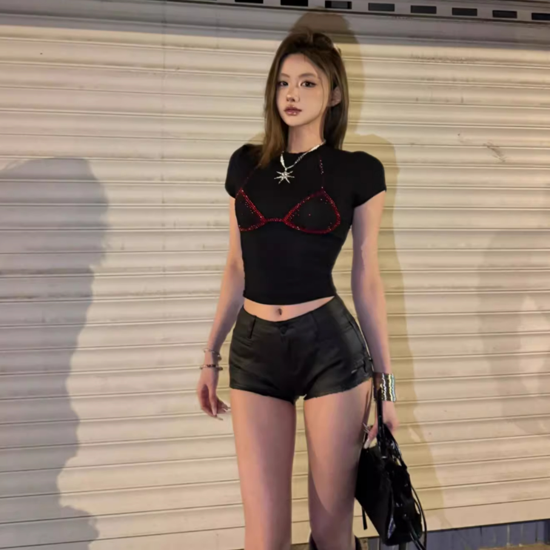 Bikini Short Sleeved T-shirt For Women's Summer Slimming And Slimming Short Top