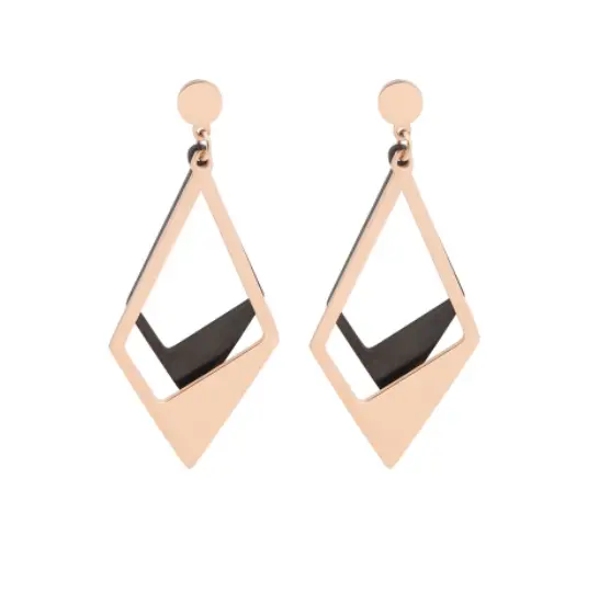 Black Gold Contrasting Geometric Women's Earrings