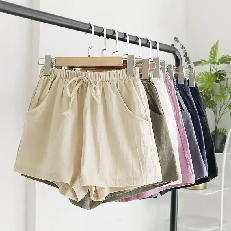 Women's Cotton And Linen Shorts Loose Slimming Korean Style Three Points