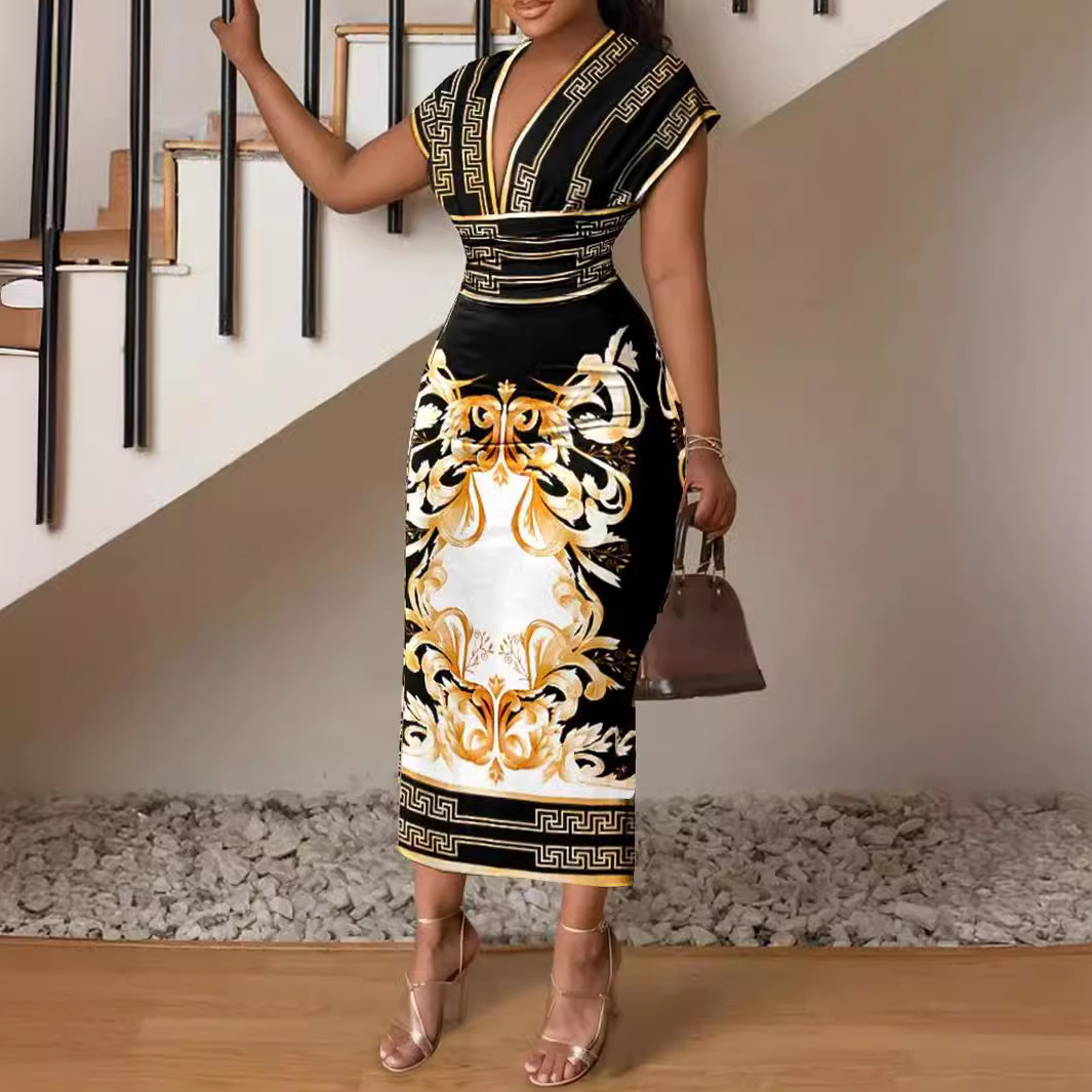 Plus Size Positioning Printing Special Dress Slim Fit