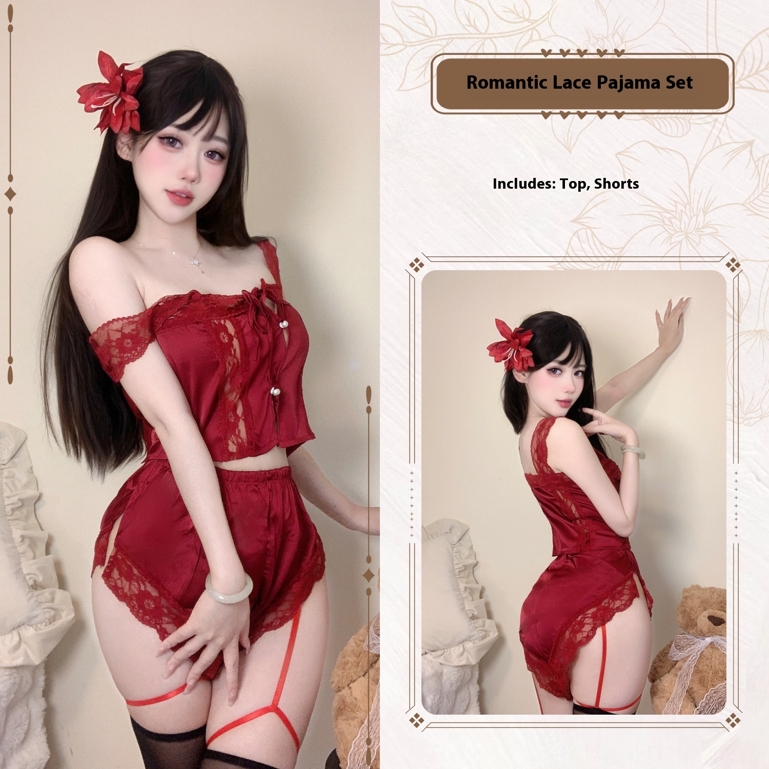 Suspender Shorts Purple Ice Silk