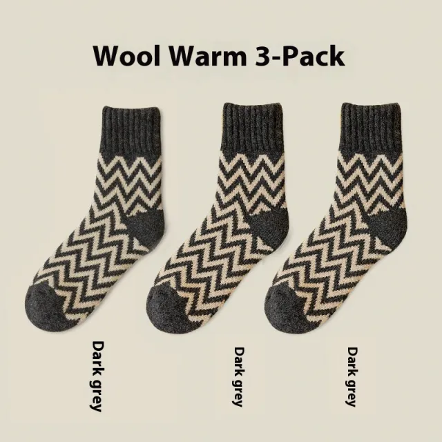 Winter Mid calf Plus Velvet Thickened Wool Home Socks 3 Pairs Dark Gray - Shop at LoveMi
