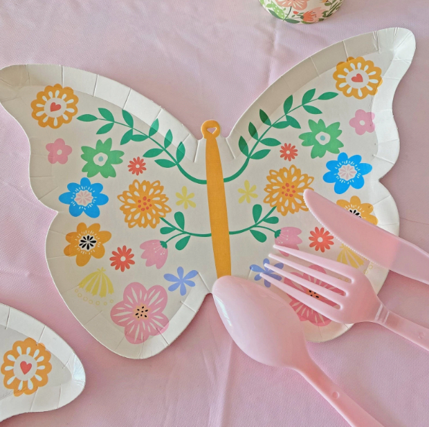 Disposable Tableware Tablecloth Shaped Flowers Butterfly Cake Tray Paper Pallet