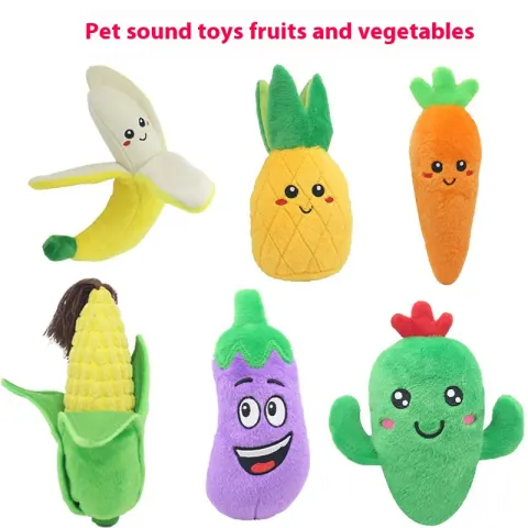 Pet Plush Sound Toy Fruit Vegetable Dog Cat Educational