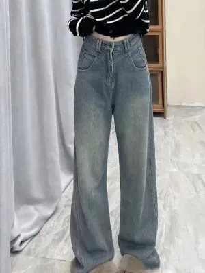 Women's Retro Blue Straight Jeans 555 Blue - Shop at LoveMi