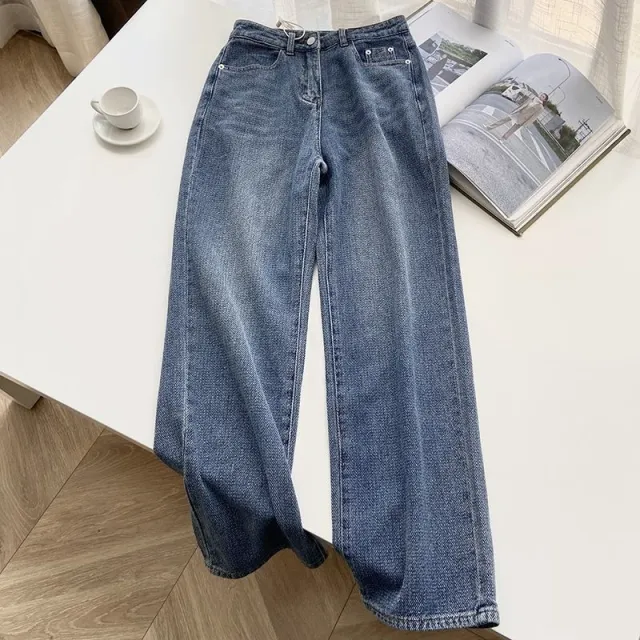 Women's Retro Blue Straight Jeans 6601 Blue - Shop at LoveMi