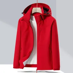 Couple Single-layer Jacket Windproof Sports Fleece-lined Padded Overalls - Female - View 1