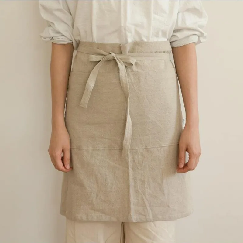 Artistic Retro Cotton And Linen Half-length Apron