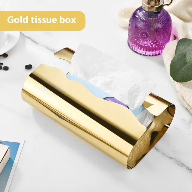 Stainless Steel Curved Creative Desktop Punch free Paper Towel Storage Box Gold - Shop at LoveMi