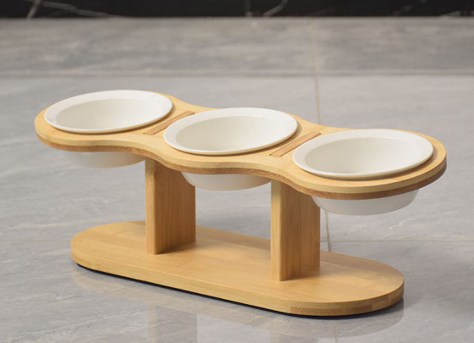 Wooden Pet Vertical Removable Neck Protector Food Basin