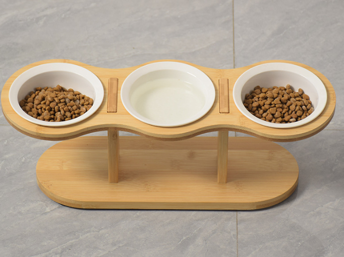 Wooden Pet Vertical Removable Neck Protector Food Basin