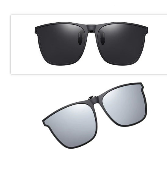 Round Big Face Polarized Clip Grey Sunglasses - Image 18