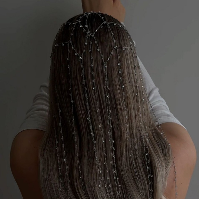 Mesh Tassel High Sense Rhinestone Headband