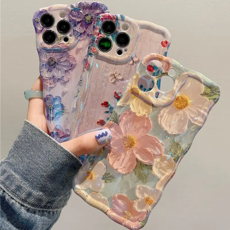 Oil Painting Flower Protective Phone Case with Fall Protection