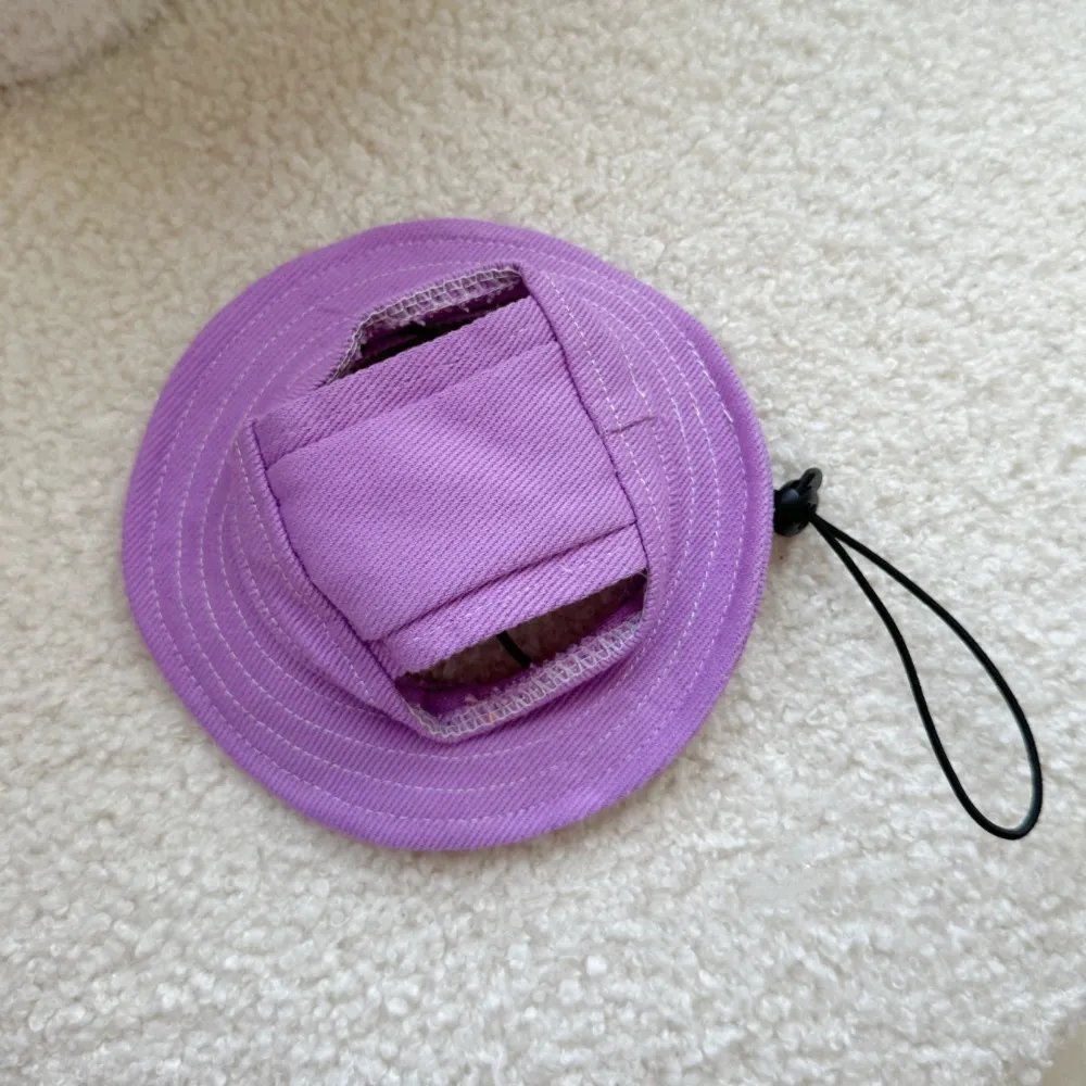Cat Dog Sun Hat Exposed Ears Pet Bucket Hat - Purple