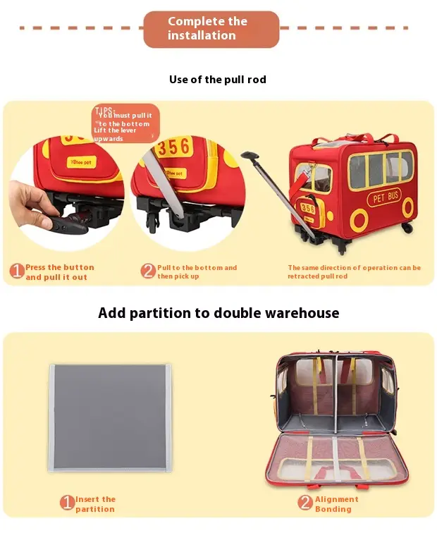 Outdoor Portable Large Capacity Portable Trolley Case Dog Pet Trolley