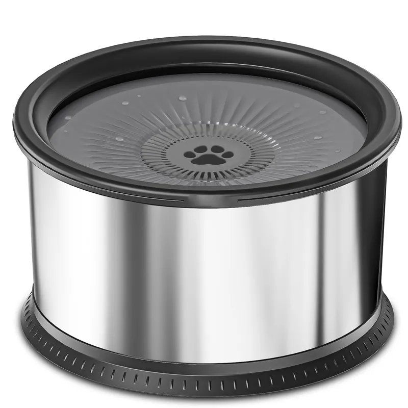 Stainless Steel Large Capacity Pet Non-slip Splash-proof Water Bowl - Black