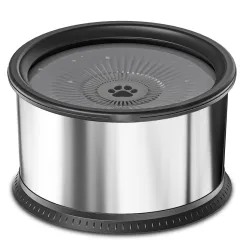 Stainless Steel Large Capacity Pet Non-slip Splash-proof Water Bowl - Black - View 1