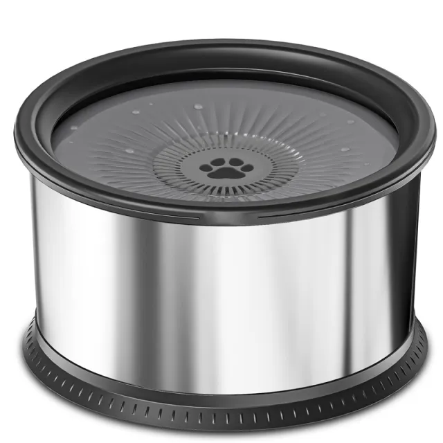 Stainless Steel Large Capacity Pet Non slip Splash proof Water Bowl Black - Shop at LoveMi