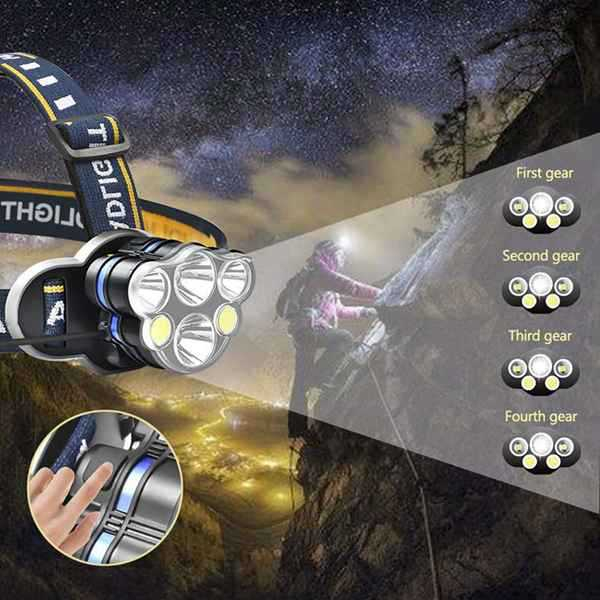 5 Lights Super Bright Android Port Charging Headlight