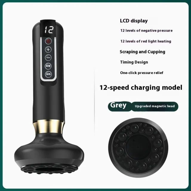Electric Breathing Heating Wireless Scraping Massage Instrument Black - Shop at LoveMi