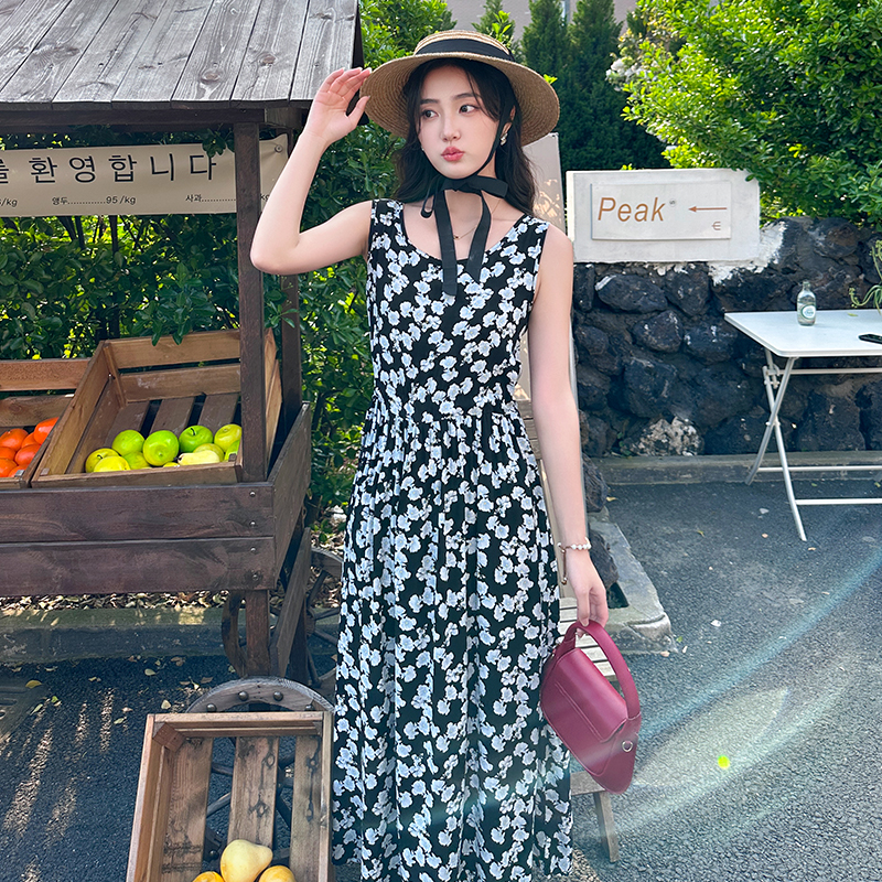 Women's Cotton Silk Floral Strap Dress