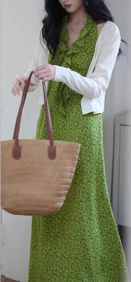 Retro Slimming Niche Floral Sleeveless Split Slightly Fat Dress Suit - Shop at LoveMi