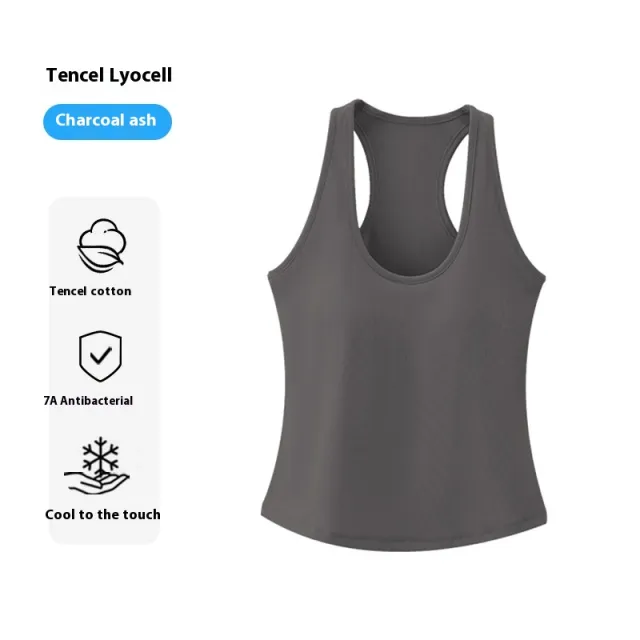 7A Antibacterial Lyocell Cool Feeling Padded Strap Vest Top Charcoal Gray - Shop at LoveMi