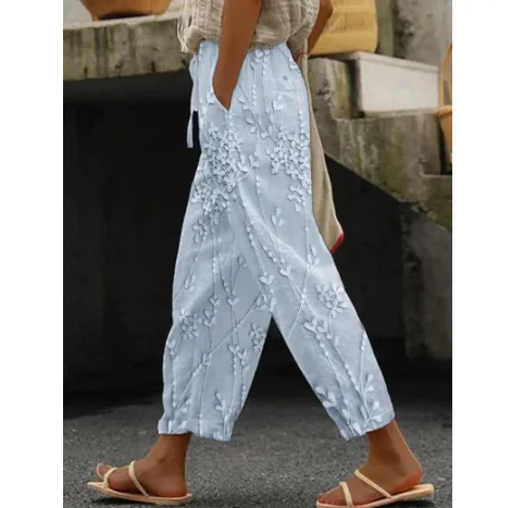 Printed Pattern Fashion Casual Trend Women's Ankle Banded Pants - 5 Style