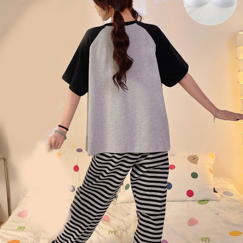 New Pajamas Women's Short-sleeved Trousers Spring And Summer With Chest Pad