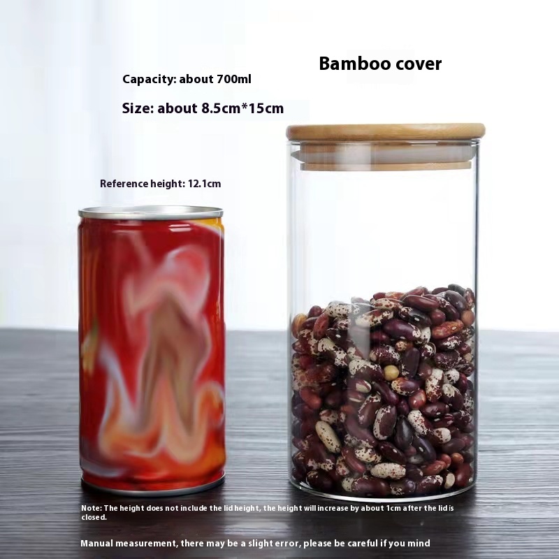 Borosilicate Glass Bamboo Cover Tea Sealed Jar