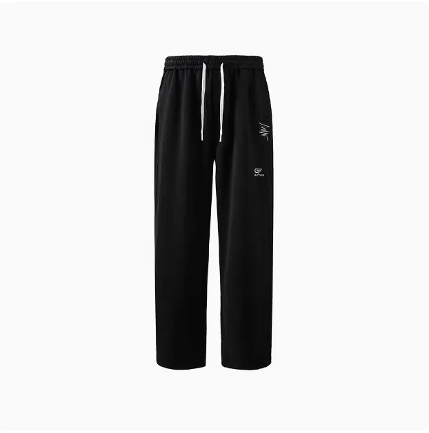 American Retro Fashion Brand Embroidery Casual Sweatpants Men And Women - Black