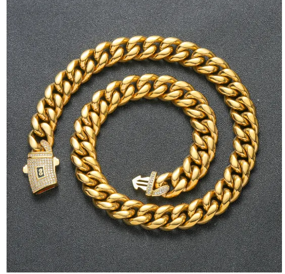 Titanium Steel Encrypted Cuba Men's Necklace Ornament - 12Mm 26Inch