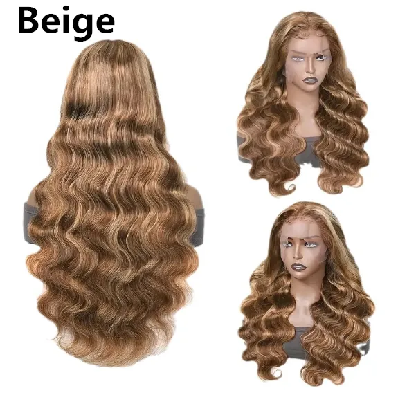 Front Lace Wig Medium Large Wave Long Curly Hair Full head Wig Style Beige - Shop at LoveMi