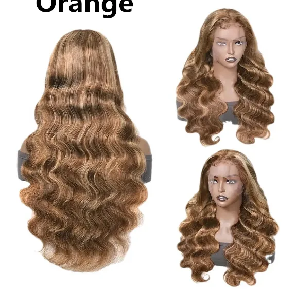 Front Lace Wig Medium Large Wave Long Curly Hair Full head Wig Style Orange - Shop at LoveMi