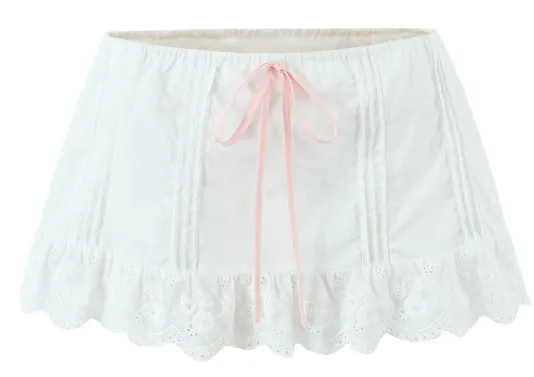French V neck Sexy Backless Mini Top With Low Waist And Mini Skirt White Skirt - Shop at LoveMi