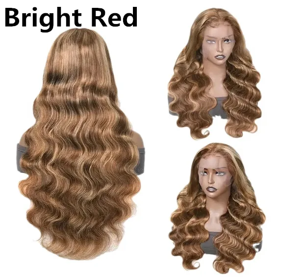 Front Lace Wig Medium Large Wave Long Curly Hair Full-head Wig Style - Bright Red