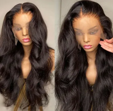 Front Lace Wig 134 Gradient Color Long Curly Wig Head Cover - Black