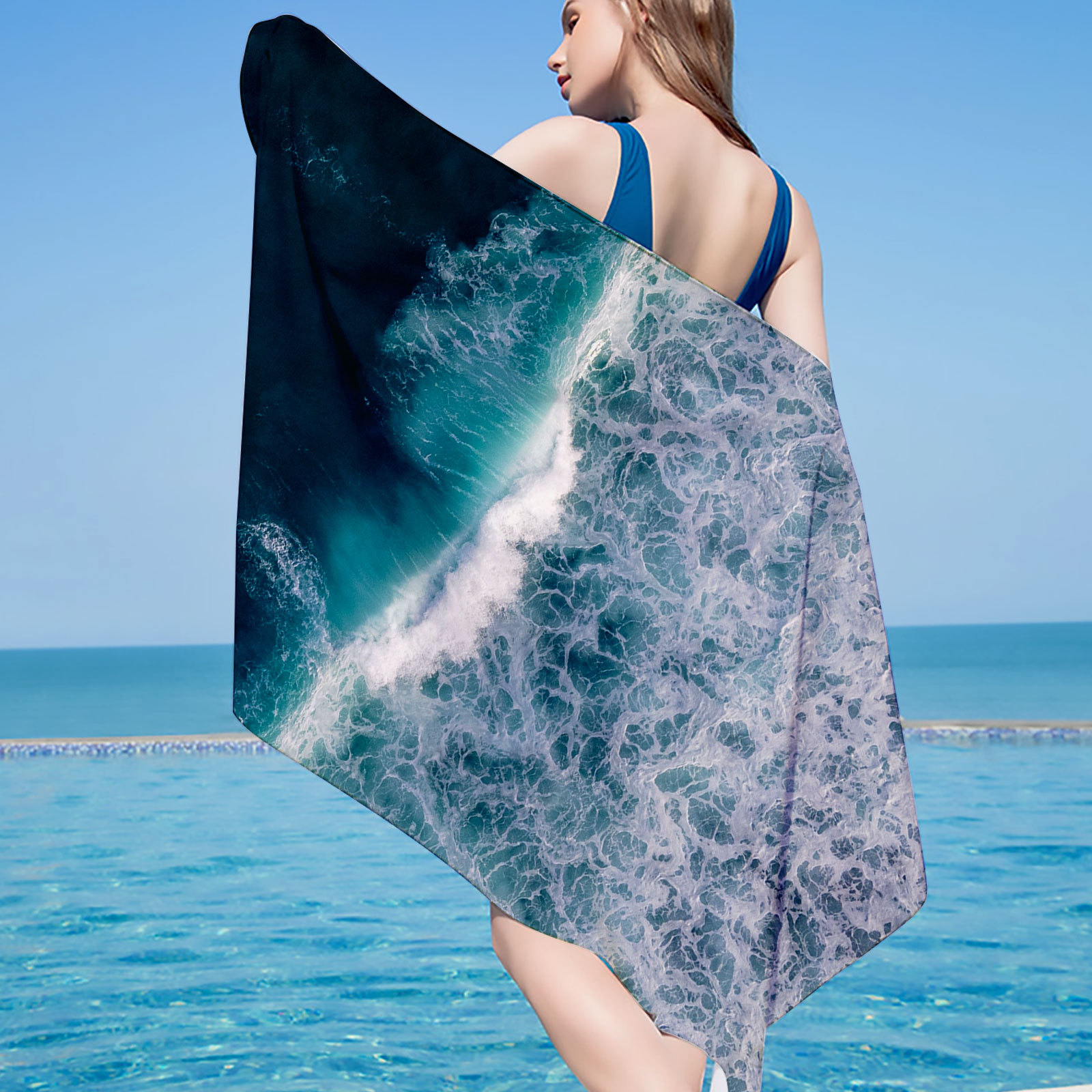 Flat Woven Ultra-fine Fiber Square Beach Towel