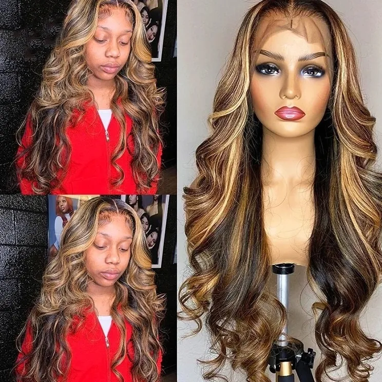 Front Lace Wig 134 Gradient Color Long