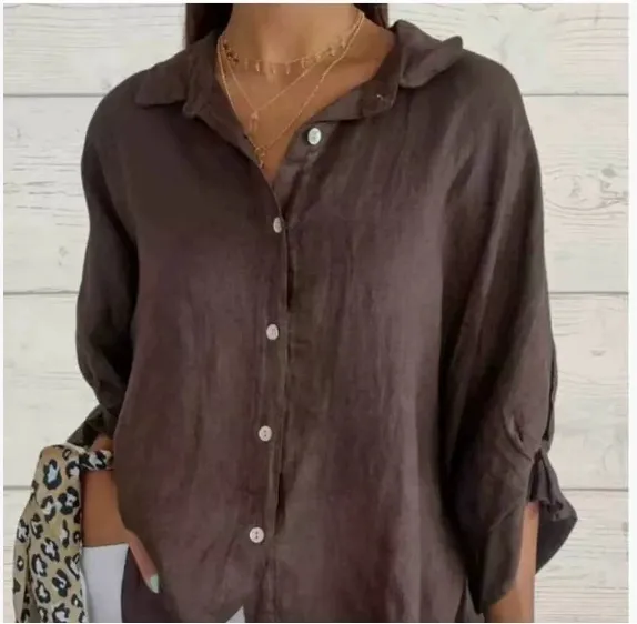 Trade Fashion Casual Cardigan All match Long Sleeve Loose Top Shirt Dark Brown - Shop at LoveMi