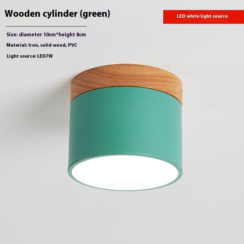 Simple Hallway Balcony Macaron Solid Wood Lamp