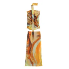 Women's Animal Pattern Printed Short Skirt - Yellow Suit - View 1