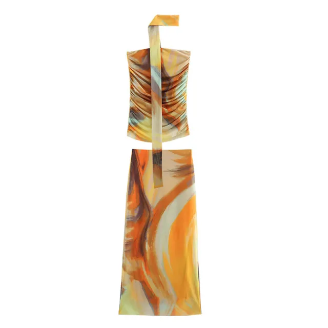 Women's Animal Pattern Printed Short Skirt Yellow Suit - Shop at LoveMi