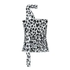 Women's Animal Pattern Printed Short Skirt - Black - View 1