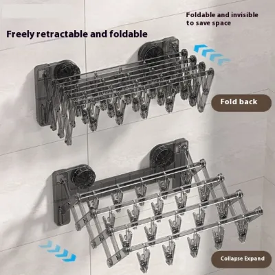 Suction Cup Socks Foldable Drying Punch Free Towel Rack