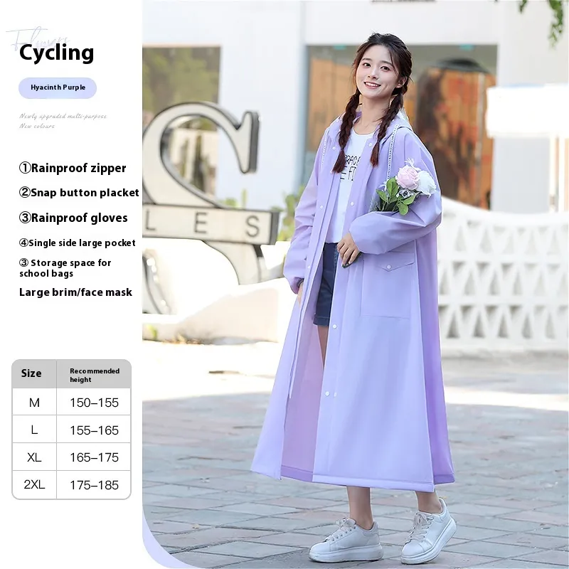 Raincoat Female Electric Battery Motorcycle Outerwear Single - Lilac Purple Riding Style