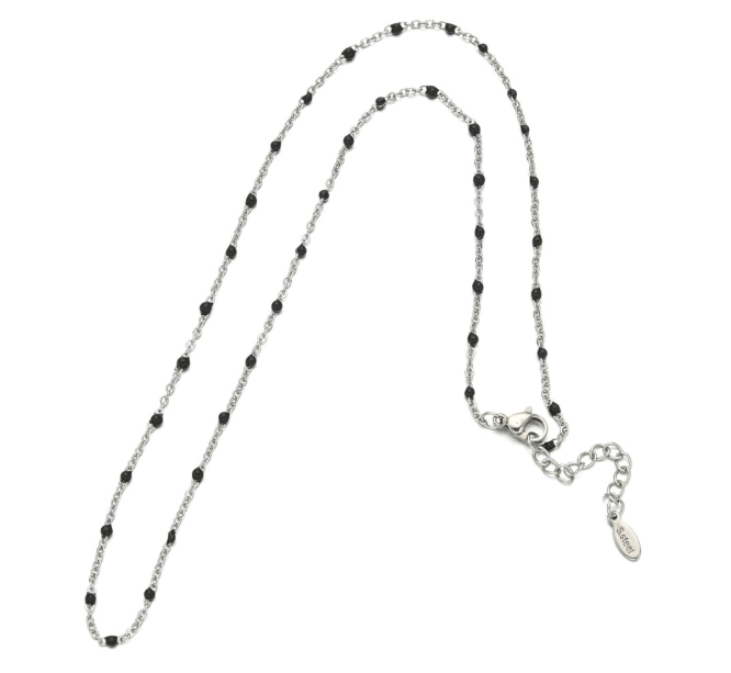 Silver Black Onyx Necklace Hand-knitted Winding And Stacking Niche Design Clavicle Chain