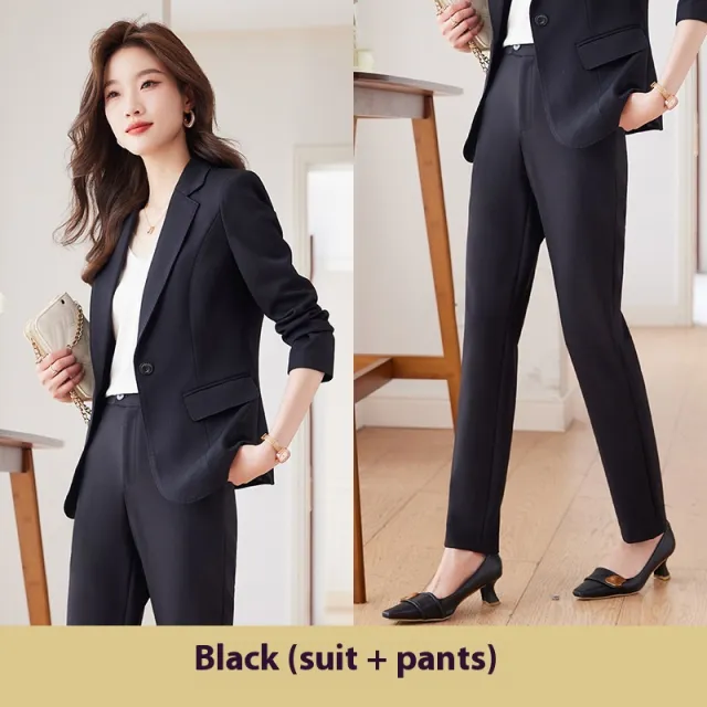 Red Blazer Women's Fall Winter Fashion Temperament Goddess Style Suit Suit Black Set - Shop at LoveMi