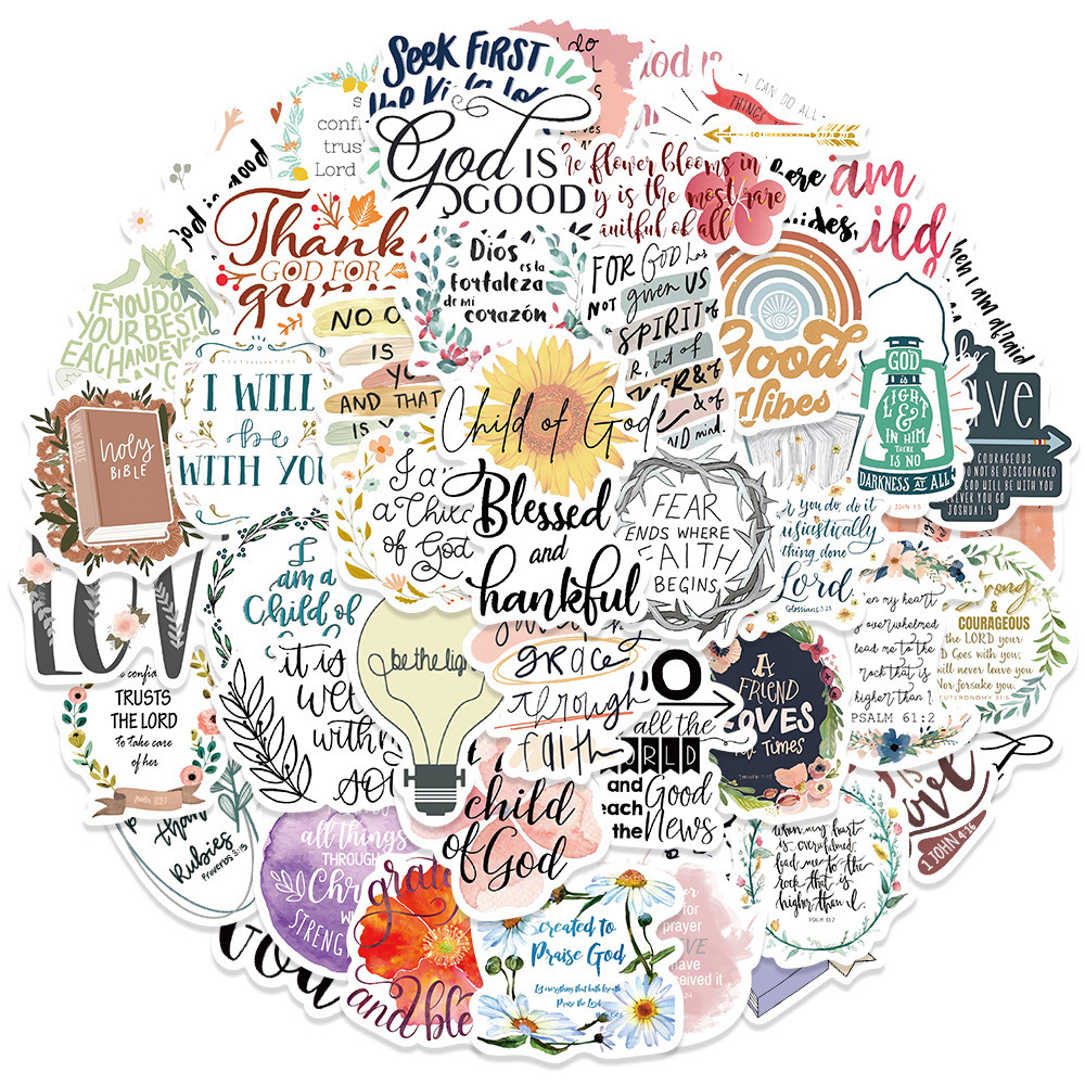 52 Jesus Phrases Bible Quotations Notebook Stickers